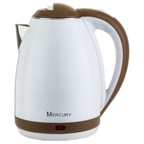 Чайник Mercury MC-6735, белый/коричневый