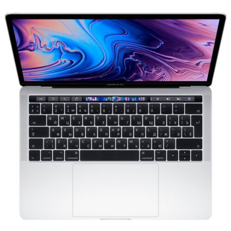 Ноутбук Apple MacBook Pro 13 with Retina display and Touch Bar Mid 2019 (Intel Core i5 1400 MHz/13.3"/2560x1600/8GB/128GB SSD/DVD нет/Intel Iris Plus Graphics 645/Wi-Fi/Bluetooth/macOS) MUHQ2RU/A серебристый