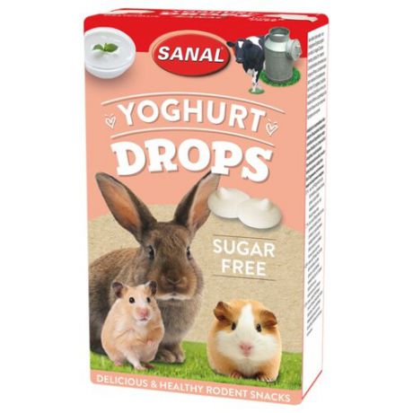 Лакомство для кроликов, грызунов SANAL Yoghurt Drops без сахара 45 г