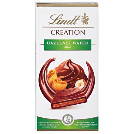 Шоколад Lindt Creation Hazelnut Wafer молочный с начинкой из пралине и кусочками вафли, 150 г