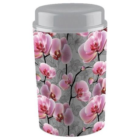 Phibo Ёмкость для сыпучих продуктов с декором Deluxe (1.4 л) серый/розовый