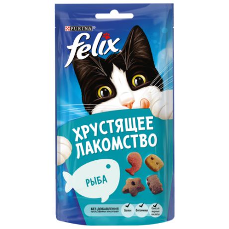 Лакомство для кошек Felix Хрустящее лакомство со вкусом рыбы, 60г