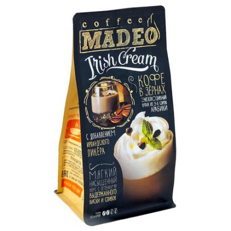 Кофе в зернах Madeo Irish Cream ароматизированный, арабика, 200 г