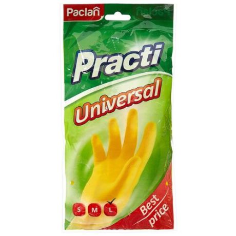 Перчатки Paclan Practi Universal, 1 пара, размер L, цвет желтый