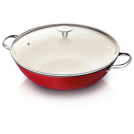 Сковорода-вок Beka Arome 16303724 34 см, с крышкой, красный/белый