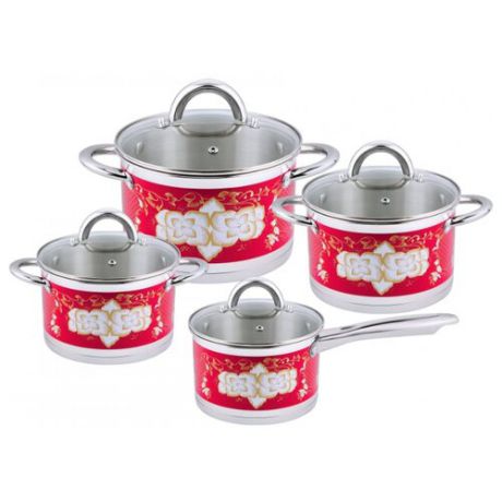 Набор посуды Pomi d'Oro Fiore P-640362 8 пр. белый/красный