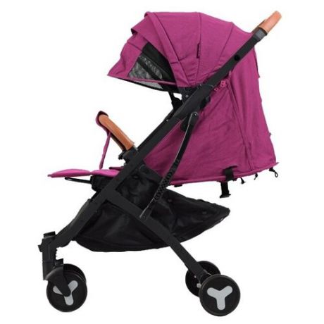 Прогулочная коляска Yoya Plus 2 (дожд., москит., подстак., бампер, сумка-чехол, бамбук. коврик, ремешок на руку) Pink/черная рама, цвет шасси: черный