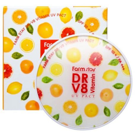 Farmstay Компактная пудра DR-V8 Vitamin UV Pact SPF50+/PA+++ 13 light beige