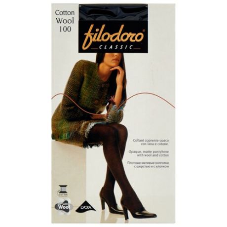 Колготки Filodoro Classic Cotton Wool 100 den, размер 3-M, nero (черный)