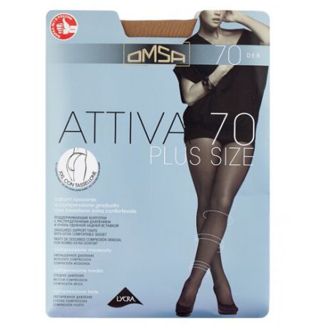 Колготки Omsa Attiva Plus Size 70 den, размер 6-XXL, caramello (коричневый)