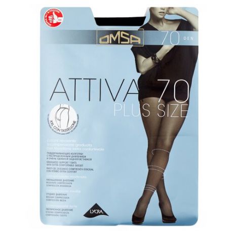 Колготки Omsa Attiva Plus Size 70 den, размер 6-XXL, nero (черный)