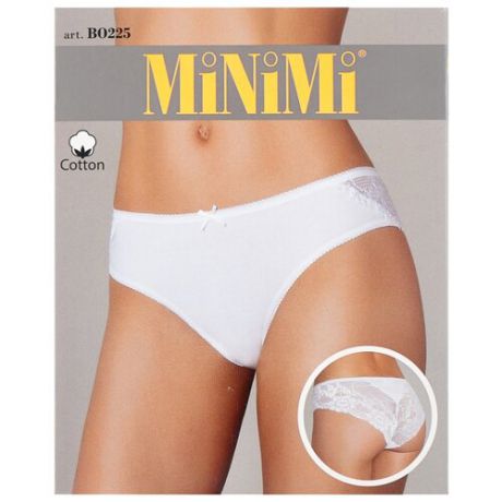 MiNiMi Трусы слипы средней посадки с кружевом, размер 42/XS, bianco