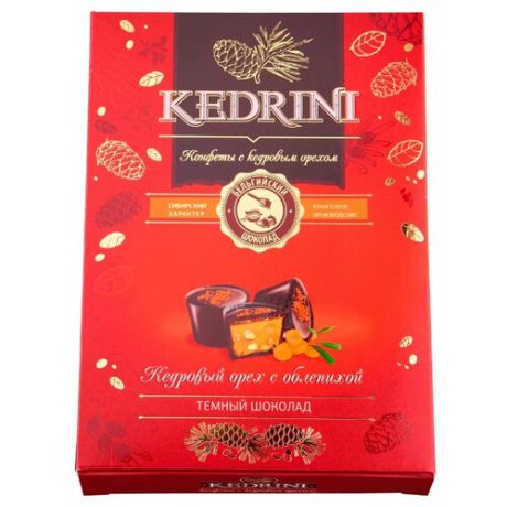 Набор конфет Kedrini Кедровый орех с облепихой в тёмном шоколаде 80 г красный