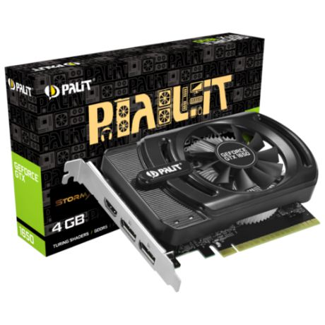 Видеокарта Palit GeForce GTX 1650 1485MHz PCI-E 3.0 4096MB 8000MHz 128 bit 2xDisplayPort HDMI HDCP StormX+ Retail
