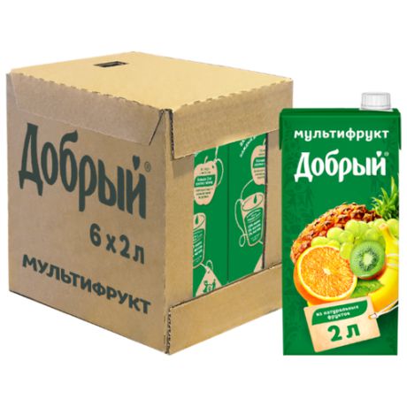 Нектар Добрый Мультифрут, с крышкой, 2 л, 6 шт.