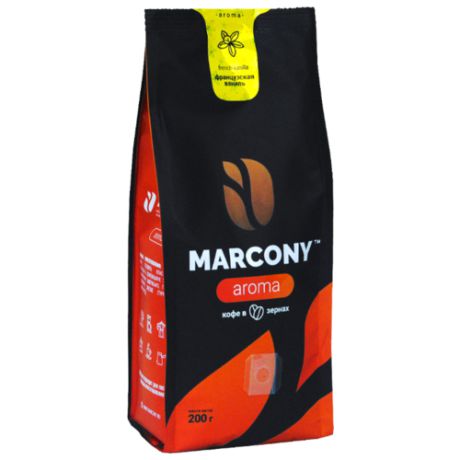 Кофе в зернах Marcony Aroma Французская ваниль, арабика/робуста, 200 г