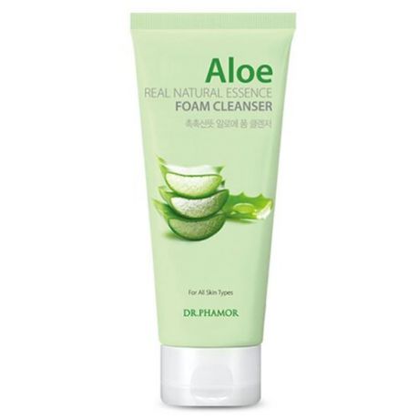 DR.PHAMOR легкая пенка для удаления макияжа на основе сока алоэ и матэ Aloe Real Natural Essence Foam Cleanser, 120 мл