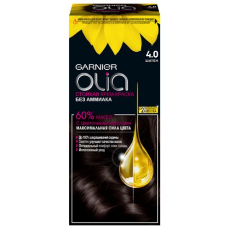 Olia стойкая крем-краска для волос, 4.0 шатен