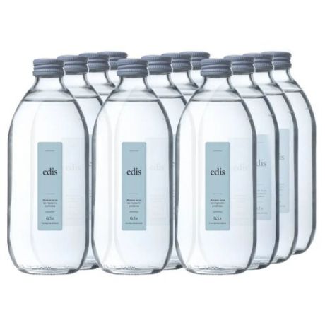 Вода Edis питьевая горная родниковая газированная, стекло, 12 шт. по 0.5 л