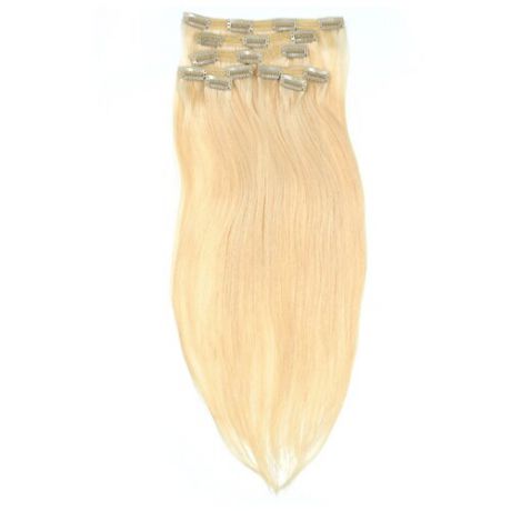 Пряди натуральные волосы на заколках №1 Все в твоих руках 50 см, платиновый блонд