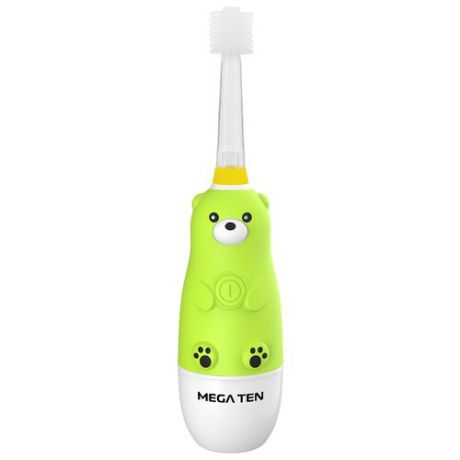 Звуковая зубная щетка MEGA Ten Kids Sonic Мишка, зеленый/белый