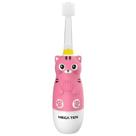 Звуковая зубная щетка MEGA Ten Kids Sonic Котенок, розовый/белый