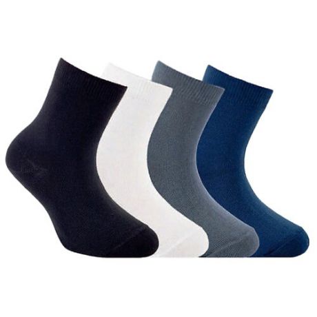 Носки Conte-kids комплект 4 пары размер 22, белый/серый/черный/синий
