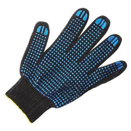 Перчатки FIT 12495 вязанные 4 нити, 1 пара, цвет черный/синий