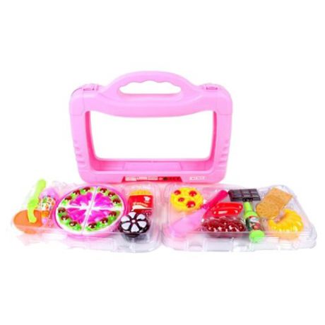 Набор продуктов с посудой Наша игрушка 76113 розовый/разноцветный