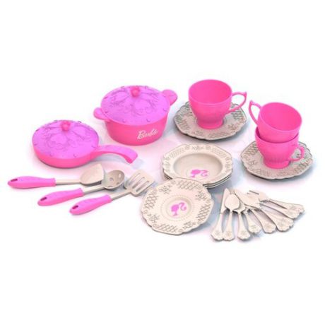 Набор посуды Нордпласт Барби 630 розовый/фиолетовый/белый