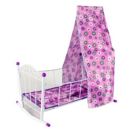 Наша игрушка Кроватка-люлька с балдахином Хризантема (43699-1) белый/фиолетовый