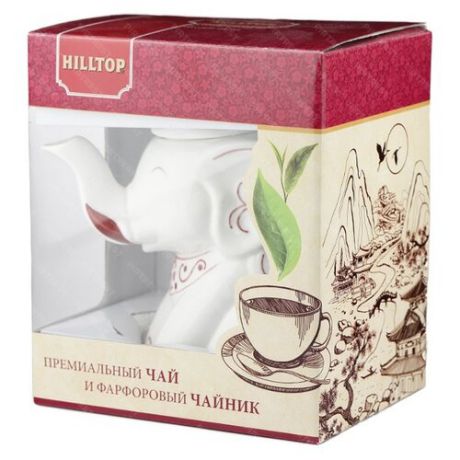 Чай черный Hilltop в фарфоровом заварочном чайнике Земляника со сливками Classic подарочный набор, 80 г