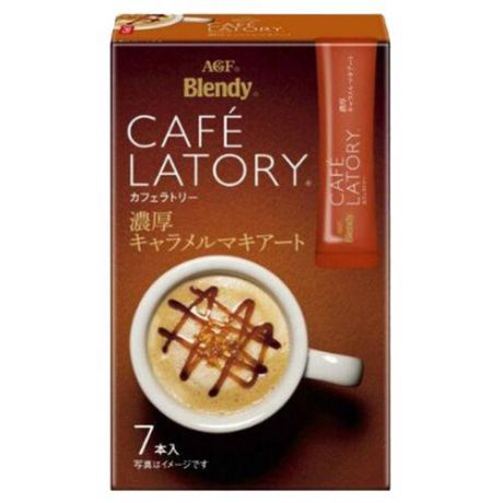 Растворимый кофе AGF Cafe Latory Latte карамельный Макиато, в стиках (7 шт.)