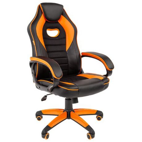 Компьютерное кресло Chairman GAME 16 игровое, обивка: текстиль/искусственная кожа, цвет: черный/оранжевый