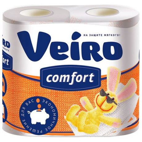 Туалетная бумага Veiro Comfort белая двухслойная, 4 рул.