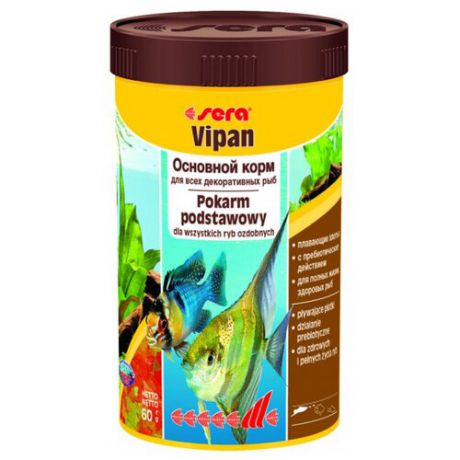 Сухой корм Sera Vipan основной в хлопьях для рыб 250 мл 60 г