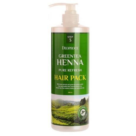 Deoproce Маска с зеленым чаем и хной для волос Greentea Henna Pure Refresh Hair Pack, 1000 мл