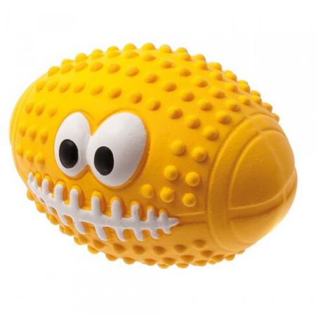 Мячик для собак ZooOne L-436 Регби с глазами 9,5 см желтый