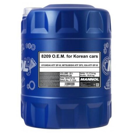 Трансмиссионное масло Mannol O.E.M. 8209 20 л 18 кг