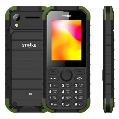 Телефон Strike R30 черный / зеленый