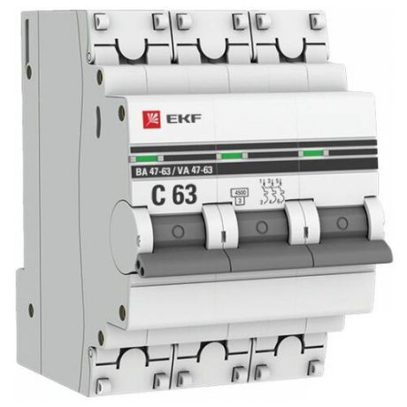 Автоматический выключатель EKF ВА 47-63 3P (B) 4,5kA 25 А
