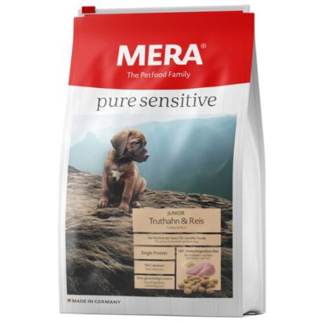 Корм для собак Mera (1 кг) Pure Sensitive Junior с индейкой и рисом для щенков