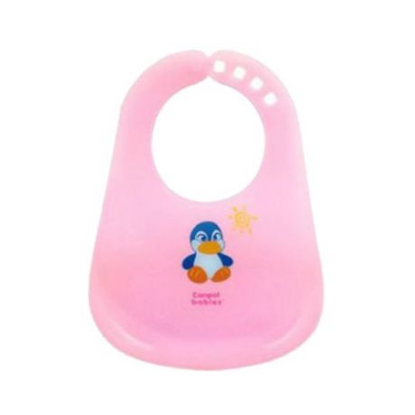 Canpol Babies Нагрудник Colourful plastic bib, 1 шт., расцветка: розовый пингвин