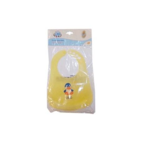 Canpol Babies Нагрудник Colourful plastic bib, 1 шт., расцветка: желтый пингвин