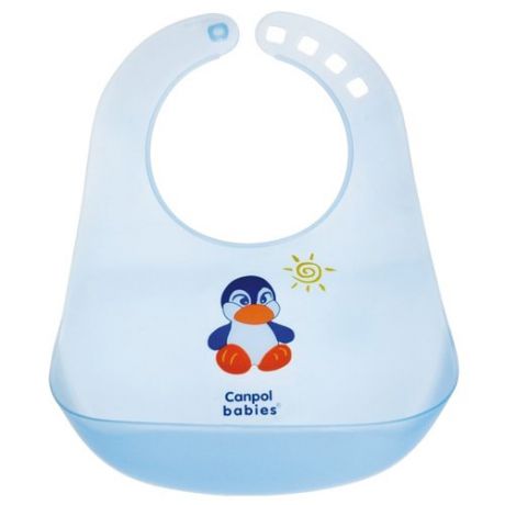 Canpol Babies Нагрудник Colourful plastic bib, 1 шт., расцветка: голубой пингвин