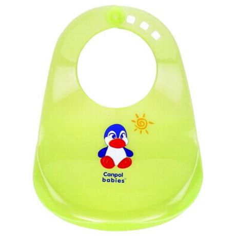 Canpol Babies Нагрудник Colourful plastic bib, 1 шт., расцветка: зеленый пингвин