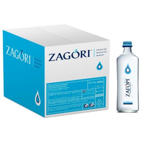 Минеральная вода Zagori негазированная, стекло, 12 шт. по 0.5 л