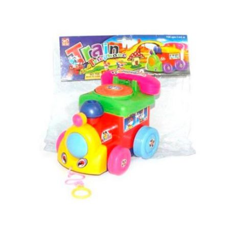 Каталка-игрушка Наша игрушка Паровозик с телефоном (100959118) зеленый/красный/желтый