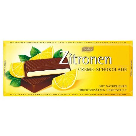 Шоколад Bohme Zitronen темный с кремово-лимонной начинкой, 100 г