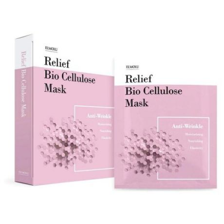 ELMOLU тканевая маска против морщин Relief Bio Cellulose Mask Anti-Wrinkle, 28 г, 5 шт.